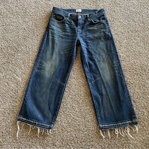 Simon Miller W005 Bora Cropped Wide Leg Jeans Womens 28 Blue Fringed Boho Hippie